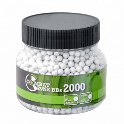 COMBAT ZONE - BILLES 6MM BBS 0.20G BLANCHE - BIDON X2000