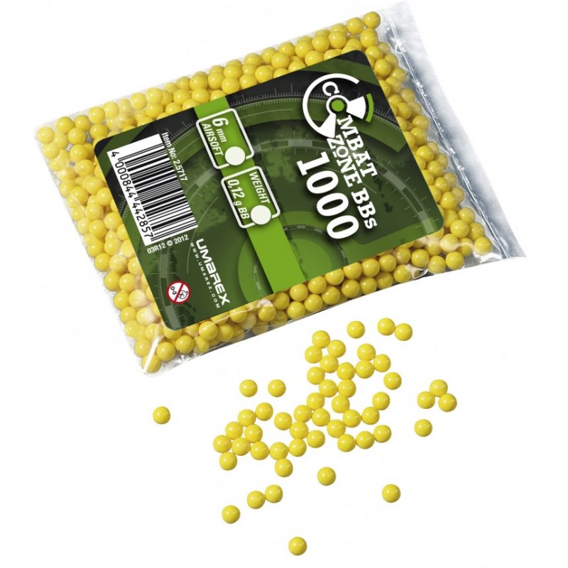 COMBAT ZONE - BILLES 6MM BBS 0.12G JAUNE - SACHET X1000